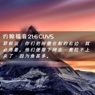 Picture 02 - 约 翰 福 音 21:6 CUVS - 耶 稣 说 ： 你 们 把 网 撒 在 船 的 - Bible Verse Picture