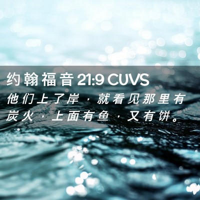 Picture 02 - 约 翰 福 音 21:9 CUVS - 他 们 上 了 岸 ， 就 看 见 那 里 有 - Bible Verse Picture