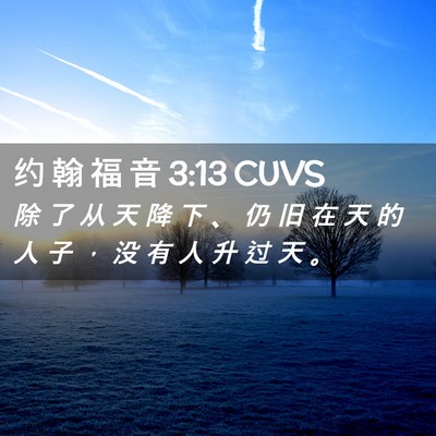 Picture 02 - 约 翰 福 音 3:13 CUVS - 除 了 从 天 降 下 、 仍 旧 在 天 的 - Bible Verse Picture