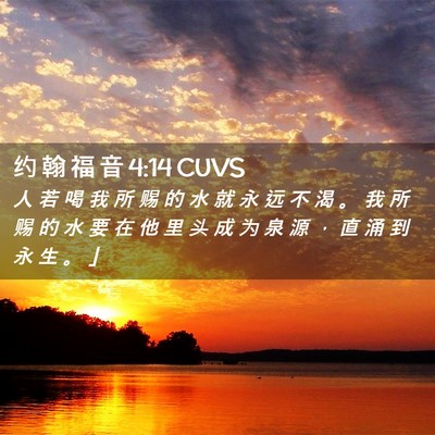 Picture 02 - 约 翰 福 音 4:14 CUVS - 人 若 喝 我 所 赐 的 水 就 永 远 不 - Bible Verse Picture
