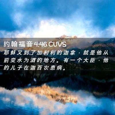 Picture 02 - 约 翰 福 音 4:46 CUVS - 耶 稣 又 到 了 加 利 利 的 迦 拿 ， - Bible Verse Picture