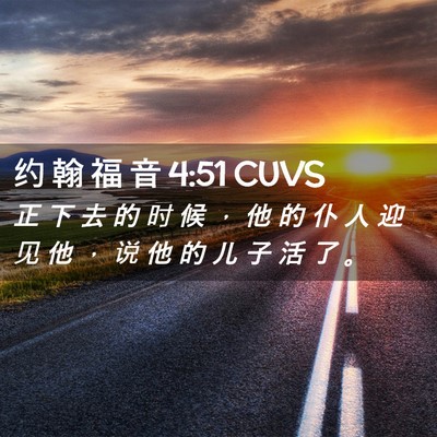 Picture 02 - 约 翰 福 音 4:51 CUVS - 正 下 去 的 时 候 ， 他 的 仆 人 迎 - Bible Verse Picture