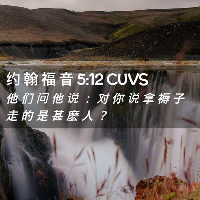 Picture 02 - 约 翰 福 音 5:12 CUVS - 他 们 问 他 说 ： 对 你 说 拿 褥 子 - Bible Verse Picture