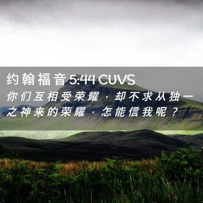 Picture 02 - 约 翰 福 音 5:44 CUVS - 你 们 互 相 受 荣 耀 ， 却 不 求 从 - Bible Verse Picture