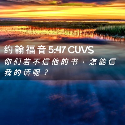 Picture 02 - 约 翰 福 音 5:47 CUVS - 你 们 若 不 信 他 的 书 ， 怎 能 信 - Bible Verse Picture