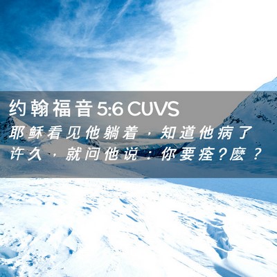 Picture 02 - 约 翰 福 音 5:6 CUVS - 耶 稣 看 见 他 躺 着 ， 知 道 他 病 - Bible Verse Picture