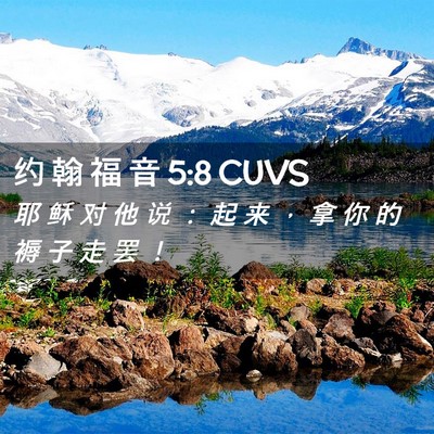 Picture 02 - 约 翰 福 音 5:8 CUVS - 耶 稣 对 他 说 ： 起 来 ， 拿 你 的 - Bible Verse Picture