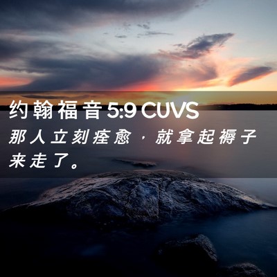 Picture 02 - 约 翰 福 音 5:9 CUVS - 那 人 立 刻 痊 愈 ， 就 拿 起 褥 子 - Bible Verse Picture