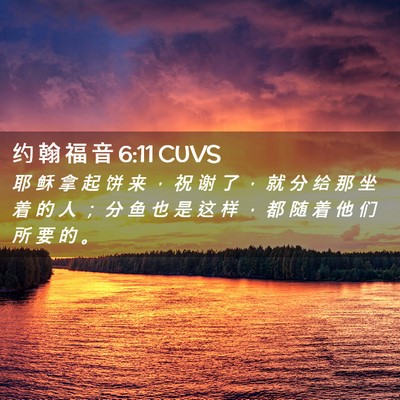 Picture 02 - 约 翰 福 音 6:11 CUVS - 耶 稣 拿 起 饼 来 ， 祝 谢 了 ， 就 - Bible Verse Picture