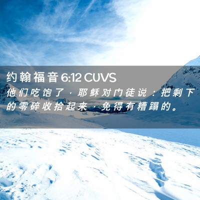 Picture 02 - 约 翰 福 音 6:12 CUVS - 他 们 吃 饱 了 ， 耶 稣 对 门 徒 说 - Bible Verse Picture