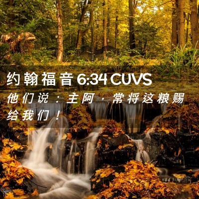 Picture 02 - 约 翰 福 音 6:34 CUVS - 他 们 说 ： 主 阿 ， 常 将 这 粮 赐 - Bible Verse Picture