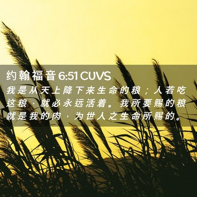 Picture 02 - 约 翰 福 音 6:51 CUVS - 我 是 从 天 上 降 下 来 生 命 的 粮 - Bible Verse Picture