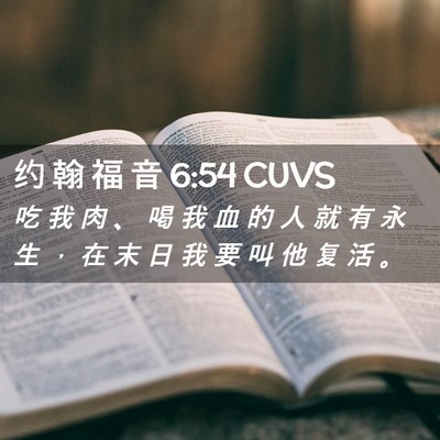 Picture 02 - 约 翰 福 音 6:54 CUVS - 吃 我 肉 、 喝 我 血 的 人 就 有 永 - Bible Verse Picture