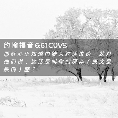 Picture 02 - 约 翰 福 音 6:61 CUVS - 耶 稣 心 里 知 道 门 徒 为 这 话 议 - Bible Verse Picture