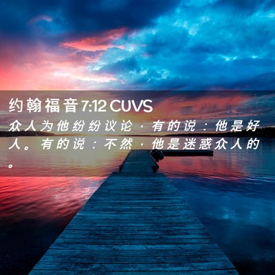 Picture 02 - 约 翰 福 音 7:12 CUVS - 众 人 为 他 纷 纷 议 论 ， 有 的 说 - Bible Verse Picture