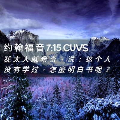 Picture 02 - 约 翰 福 音 7:15 CUVS - 犹 太 人 就 希 奇 ， 说 ： 这 个 人 - Bible Verse Picture