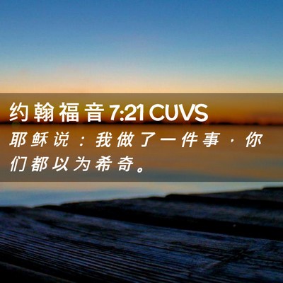 Picture 02 - 约 翰 福 音 7:21 CUVS - 耶 稣 说 ： 我 做 了 一 件 事 ， 你 - Bible Verse Picture