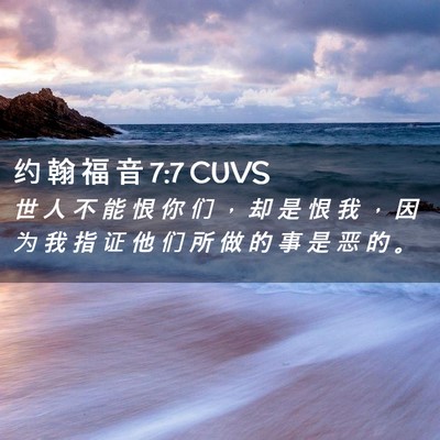 Picture 02 - 约 翰 福 音 7:7 CUVS - 世 人 不 能 恨 你 们 ， 却 是 恨 我 - Bible Verse Picture