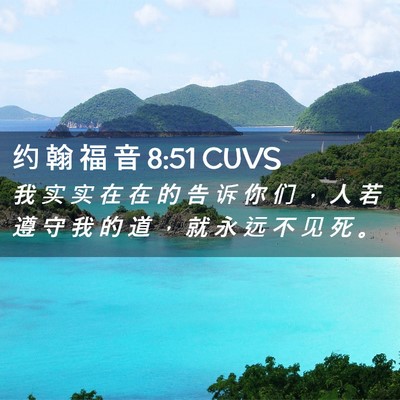 Picture 02 - 约 翰 福 音 8:51 CUVS - 我 实 实 在 在 的 告 诉 你 们 ， 人 - Bible Verse Picture