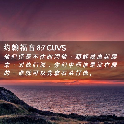 Picture 02 - 约 翰 福 音 8:7 CUVS - 他 们 还 是 不 住 的 问 他 ， 耶 稣 - Bible Verse Picture