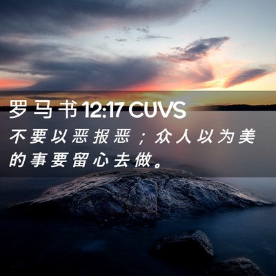 Picture 02 - 罗 马 书 12:17 CUVS - 不 要 以 恶 报 恶 ； 众 人 以 为 美 - Bible Verse Picture