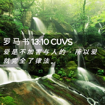 Picture 02 - 罗 马 书 13:10 CUVS - 爱 是 不 加 害 与 人 的 ， 所 以 爱 - Bible Verse Picture