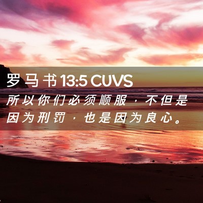 Picture 02 - 罗 马 书 13:5 CUVS - 所 以 你 们 必 须 顺 服 ， 不 但 是 - Bible Verse Picture