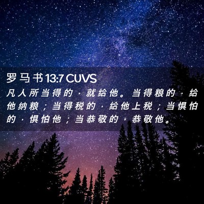 Picture 02 - 罗 马 书 13:7 CUVS - 凡 人 所 当 得 的 ， 就 给 他 。 当 - Bible Verse Picture