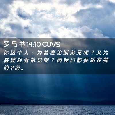 Picture 02 - 罗 马 书 14:10 CUVS - 你 这 个 人 ， 为 甚 麽 论 断 弟 兄 - Bible Verse Picture
