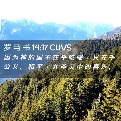 Picture 02 - 罗 马 书 14:17 CUVS - 因 为 神 的 国 不 在 乎 吃 喝 ， 只 - Bible Verse Picture