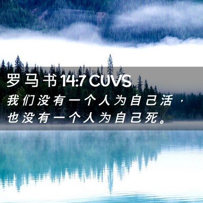 Picture 02 - 罗 马 书 14:7 CUVS - 我 们 没 有 一 个 人 为 自 己 活 ， - Bible Verse Picture