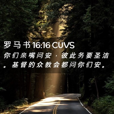 Picture 02 - 罗 马 书 16:16 CUVS - 你 们 亲 嘴 问 安 ， 彼 此 务 要 圣 - Bible Verse Picture