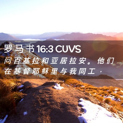 Picture 02 - 罗 马 书 16:3 CUVS - 问 百 基 拉 和 亚 居 拉 安 。 他 们 - Bible Verse Picture