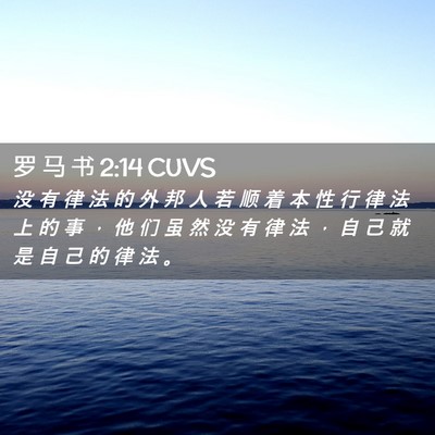 Picture 02 - 罗 马 书 2:14 CUVS - 没 有 律 法 的 外 邦 人 若 顺 着 本 - Bible Verse Picture