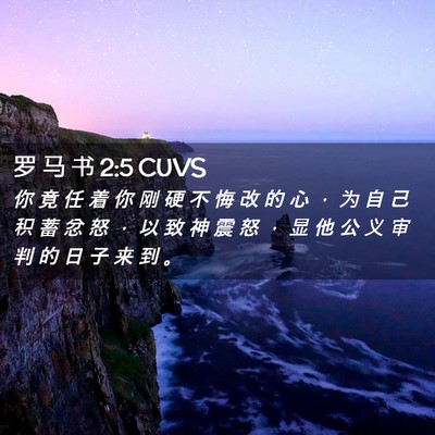 Picture 02 - 罗 马 书 2:5 CUVS - 你 竟 任 着 你 刚 硬 不 悔 改 的 心 - Bible Verse Picture