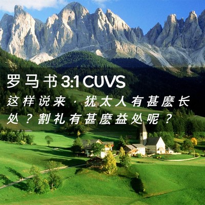 Picture 02 - 罗 马 书 3:1 CUVS - 这 样 说 来 ， 犹 太 人 有 甚 麽 长 - Bible Verse Picture