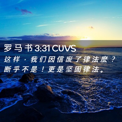 Picture 02 - 罗 马 书 3:31 CUVS - 这 样 ， 我 们 因 信 废 了 律 法 麽 - Bible Verse Picture