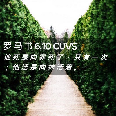 Picture 02 - 罗 马 书 6:10 CUVS - 他 死 是 向 罪 死 了 ， 只 有 一 次 - Bible Verse Picture