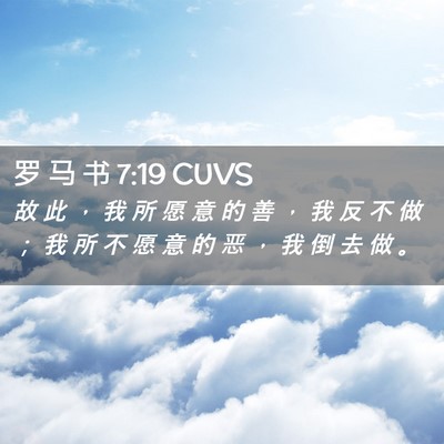 Picture 02 - 罗 马 书 7:19 CUVS - 故 此 ， 我 所 愿 意 的 善 ， 我 反 - Bible Verse Picture