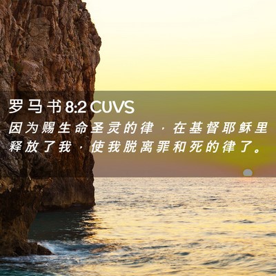 Picture 02 - 罗 马 书 8:2 CUVS - 因 为 赐 生 命 圣 灵 的 律 ， 在 基 - Bible Verse Picture