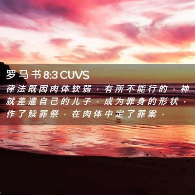 Picture 02 - 罗 马 书 8:3 CUVS - 律 法 既 因 肉 体 软 弱 ， 有 所 不 - Bible Verse Picture