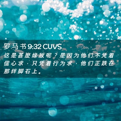 Picture 02 - 罗 马 书 9:32 CUVS - 这 是 甚 麽 缘 故 呢 ？ 是 因 为 他 - Bible Verse Picture