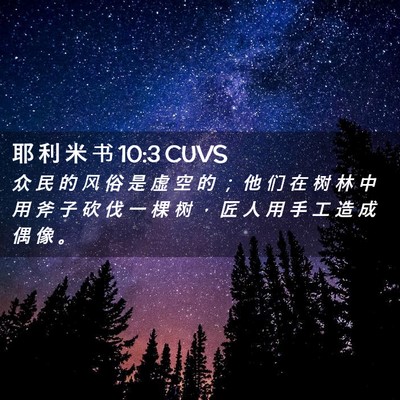 Picture 02 - 耶 利 米 书 10:3 CUVS - 众 民 的 风 俗 是 虚 空 的 ； 他 们 - Bible Verse Picture