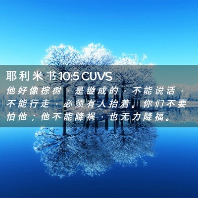 Picture 02 - 耶 利 米 书 10:5 CUVS - 他 好 像 棕 树 ， 是 镟 成 的 ， 不 - Bible Verse Picture