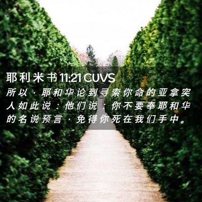 Picture 02 - 耶 利 米 书 11:21 CUVS - 所 以 ， 耶 和 华 论 到 寻 索 你 命 - Bible Verse Picture
