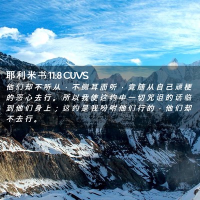 Picture 02 - 耶 利 米 书 11:8 CUVS - 他 们 却 不 听 从 ， 不 侧 耳 而 听 - Bible Verse Picture