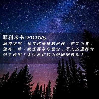 Picture 02 - 耶 利 米 书 12:1 CUVS - 耶 和 华 啊 ， 我 与 你 争 辩 的 时 - Bible Verse Picture