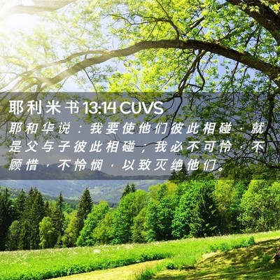 Picture 02 - 耶 利 米 书 13:14 CUVS - 耶 和 华 说 ： 我 要 使 他 们 彼 此 - Bible Verse Picture