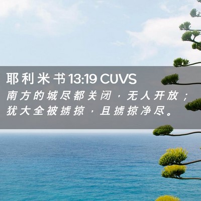 Picture 02 - 耶 利 米 书 13:19 CUVS - 南 方 的 城 尽 都 关 闭 ， 无 人 开 - Bible Verse Picture