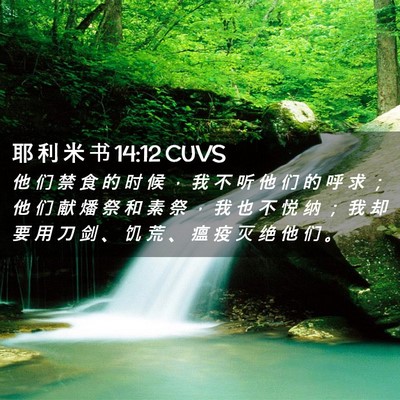 Picture 02 - 耶 利 米 书 14:12 CUVS - 他 们 禁 食 的 时 候 ， 我 不 听 他 - Bible Verse Picture